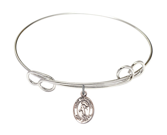 St Sebastian - Track And Field Double Loop Bangle Bracelet - Sterling Silver Charm 9610SS