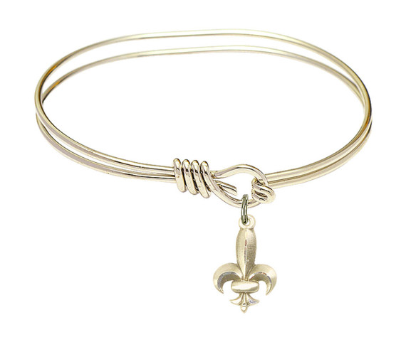 Fleur De Lis Eye Hook Bangle Bracelet - Gold-Filled Charm 0293GF