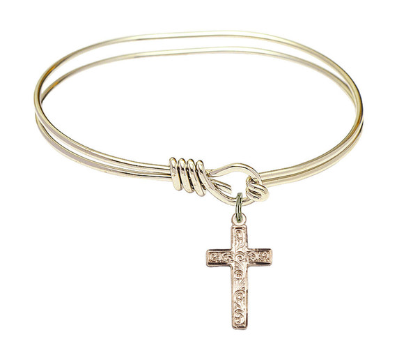 Cross Eye Hook Bangle Bracelet - Gold-Filled Charm 0672YGF