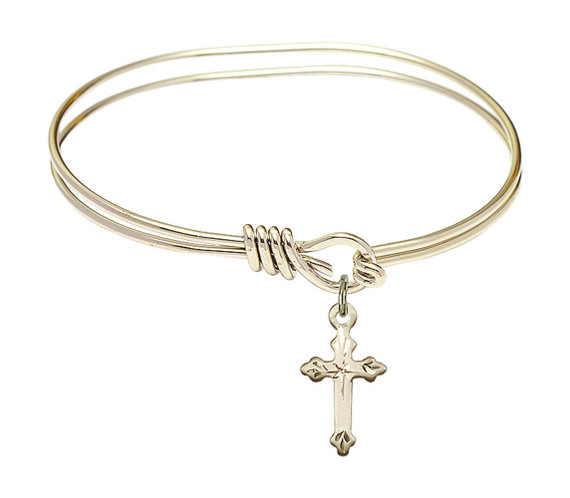 Cross Eye Hook Bangle Bracelet - Gold-Filled Charm 2531GF