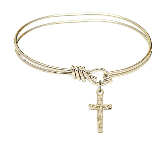 Crucifix Eye Hook Bangle Bracelet - Gold-Filled Charm 5417GF