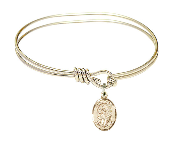 St Clare of Assisi Eye Hook Bangle Bracelet - Gold-Filled Charm 9028GF