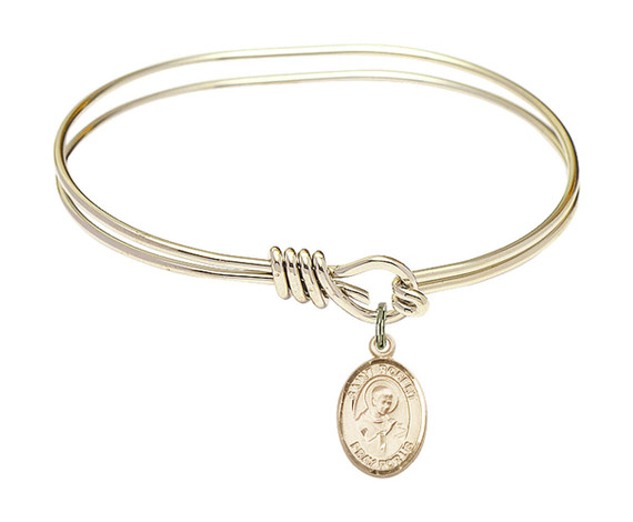 St Robert Bellarmine Eye Hook Bangle Bracelet - Gold-Filled Charm 9096GF