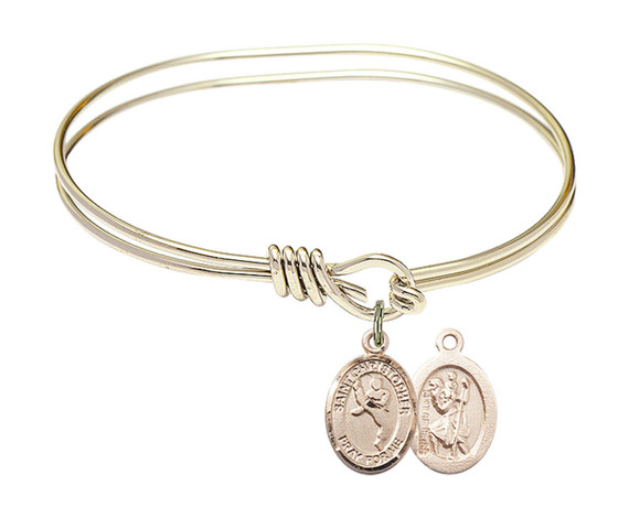 St Christopher - Martial Arts Eye Hook Bangle Bracelet - Gold-Filled Charm 9158GF
