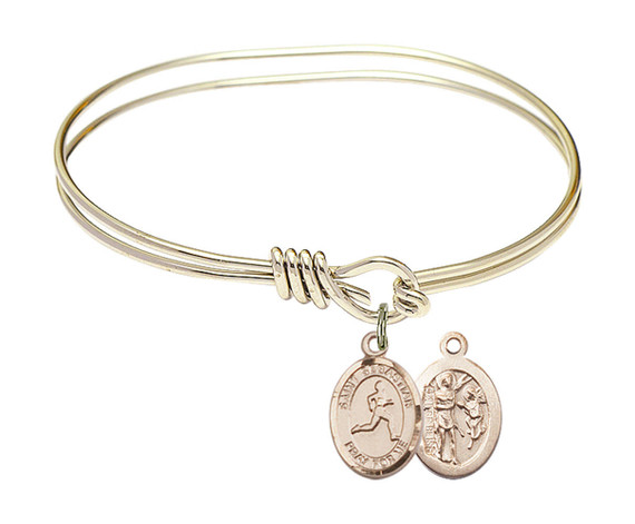 St Sebastian - Track And Field Eye Hook Bangle Bracelet - Gold-Filled Charm 9176GF