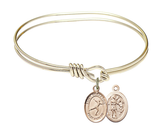 St Sebastian - Figure Skating Eye Hook Bangle Bracelet - Gold-Filled Charm 9177GF