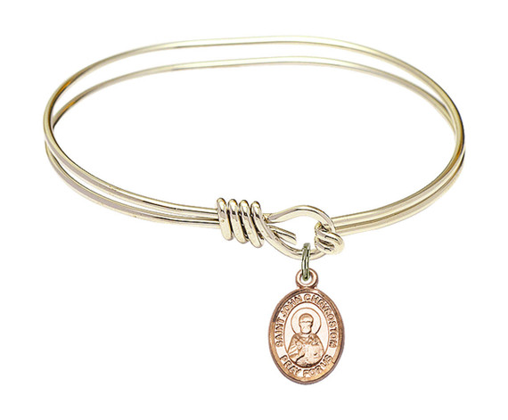 St John Chrysostom Eye Hook Bangle Bracelet - Gold-Filled Charm 9357GF