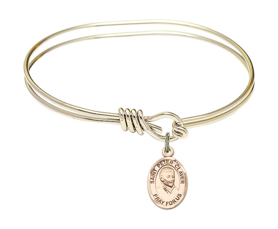 St Peter Claver Eye Hook Bangle Bracelet - Gold-Filled Charm 9442GF