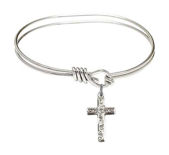 Cross Eye Hook Bangle Bracelet - Sterling Silver Charm 0672YSS