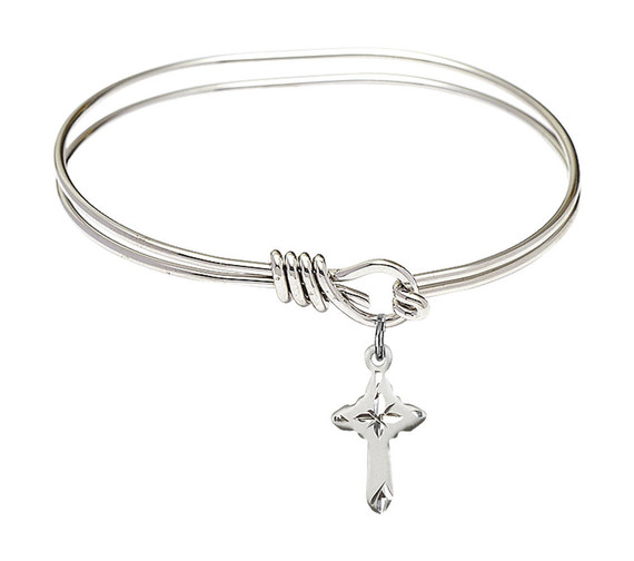 Cross Eye Hook Bangle Bracelet - Sterling Silver Charm 2525SS