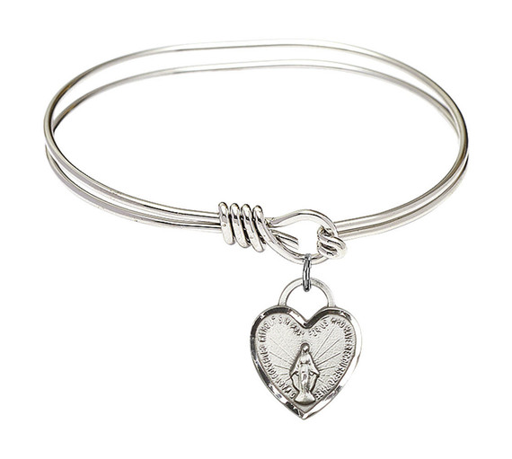 Miraculous Heart Eye Hook Bangle Bracelet - Sterling Silver Charm 3401SS