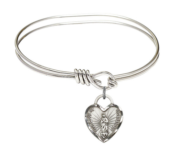 Our Lady of Guadalupe Heart Eye Hook Bangle Bracelet - Sterling Silver Charm 3408SS