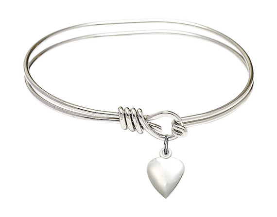 Heart Eye Hook Bangle Bracelet - Sterling Silver Charm 4158HSS