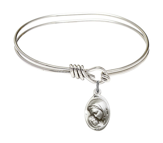 Madonna And Child Eye Hook Bangle Bracelet - Sterling Silver Charm 5447SS