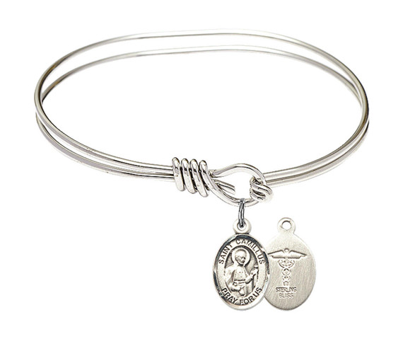 St Camillus of Lellis - Doctors Eye Hook Bangle Bracelet - Sterling Silver Charm 9019SS8