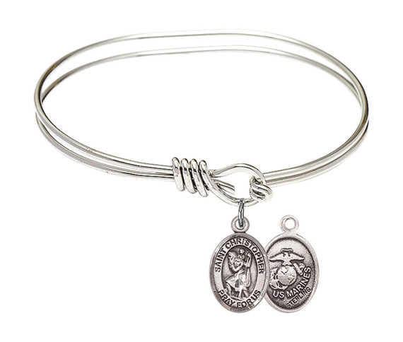 St Christopher - Marines Eye Hook Bangle Bracelet - Sterling Silver Charm 9022SS4
