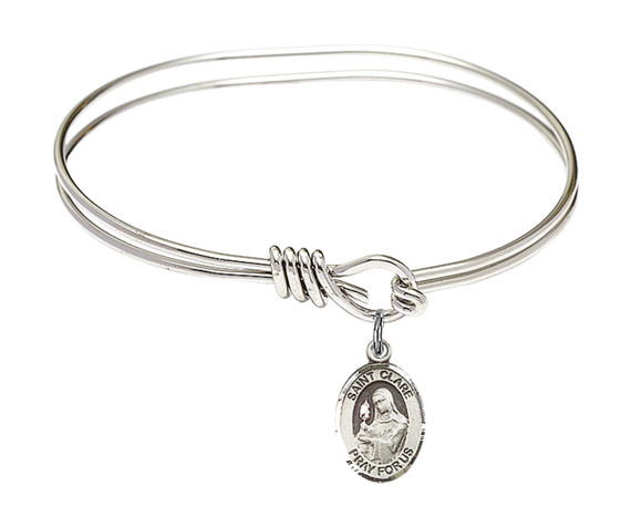 St Clare of Assisi Eye Hook Bangle Bracelet - Sterling Silver Charm 9028SS