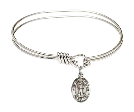 St Francis of Assisi Eye Hook Bangle Bracelet - Sterling Silver Charm 9036SS