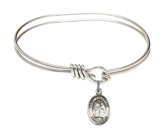 St Valentine of Rome Eye Hook Bangle Bracelet - Sterling Silver Charm 9121SS