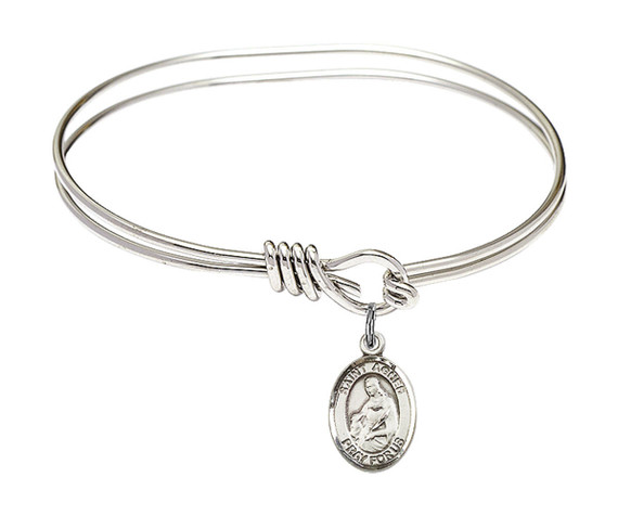 St Agnes of Rome Eye Hook Bangle Bracelet - Sterling Silver Charm 9128SS