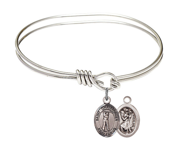 St Christopher - Golf Eye Hook Bangle Bracelet - Sterling Silver Charm 9152SS