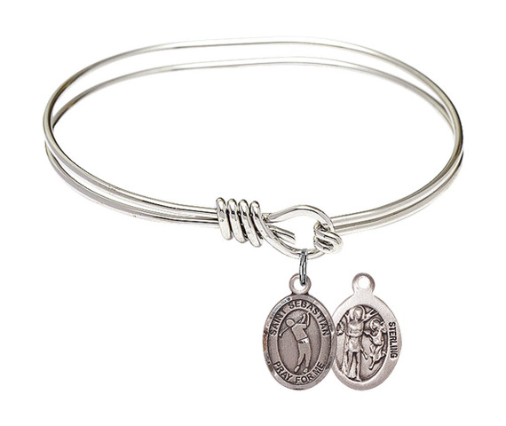 St Sebastian - Golf Eye Hook Bangle Bracelet - Sterling Silver Charm 9162SS