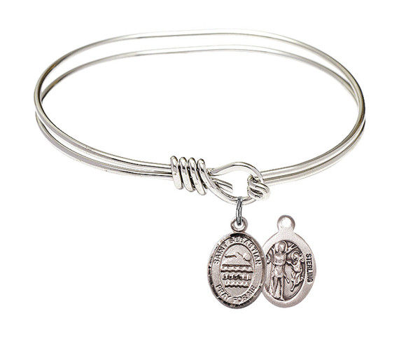 St Sebastian - Swimming Eye Hook Bangle Bracelet - Sterling Silver Charm 9167SS