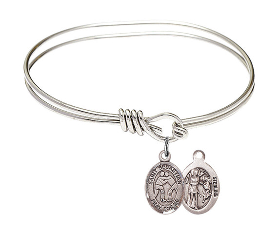 St Sebastian - Wrestling Eye Hook Bangle Bracelet - Sterling Silver Charm 9171SS