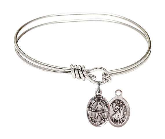 St Christopher - Field Hockey Eye Hook Bangle Bracelet - Sterling Silver Charm 9195SS