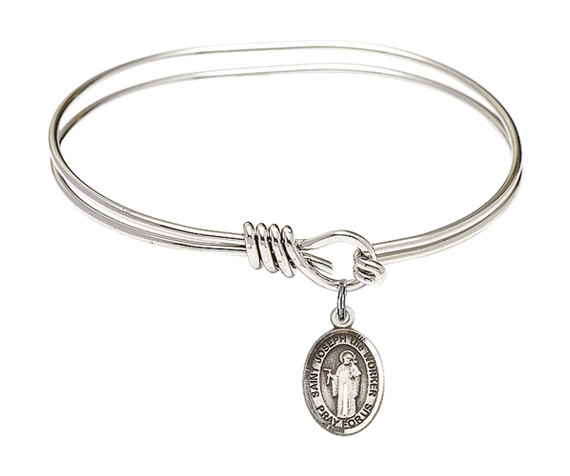 St Joseph The Worker Eye Hook Bangle Bracelet - Sterling Silver Charm 9220SS