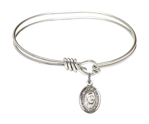 St Teresa of Calcutta Eye Hook Bangle Bracelet - Sterling Silver Charm 9295SS