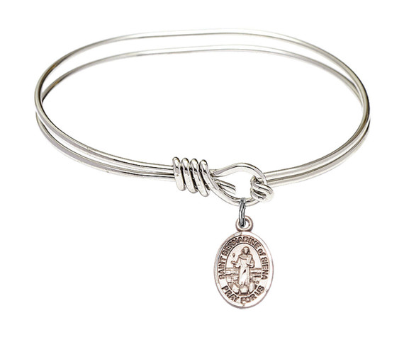 St Bernadine of Sienna Eye Hook Bangle Bracelet - Sterling Silver Charm 9387SS