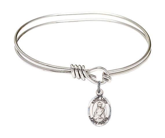 St Lucy Eye Hook Bangle Bracelet - Sterling Silver Charm 9422SS