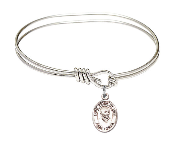 St Peter Claver Eye Hook Bangle Bracelet - Sterling Silver Charm 9442SS