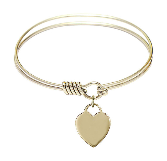 Heart Round Eye Hook Bangle Bracelet - Gold-Filled Charm - 6.25 Inch 3400GF