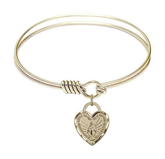 Miraculous Heart Round Eye Hook Bangle Bracelet - Gold-Filled Charm - 6.25 Inch 3401GF