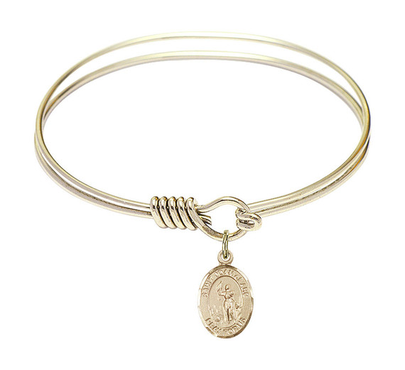 St Joan of Arc Round Eye Hook Bangle Bracelet - Gold-Filled Charm - 6.25 Inch 9053GF