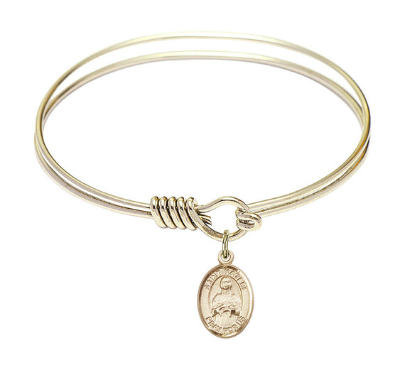 St Kateri Tekakwitha Round Eye Hook Bangle Bracelet - Gold-Filled Charm - 6.25 Inch 9061GF