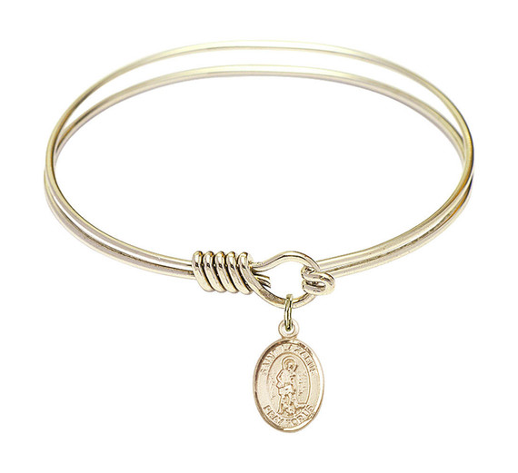 St Lazarus Round Eye Hook Bangle Bracelet - Gold-Filled Charm - 6.25 Inch 9066GF