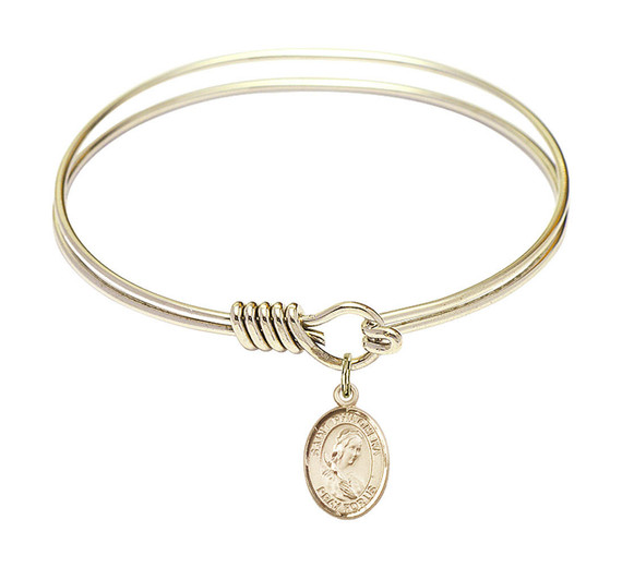 St Philomena Round Eye Hook Bangle Bracelet - Gold-Filled Charm - 6.25 Inch 9077GF