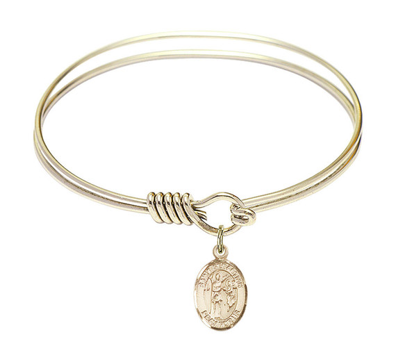 St Sebastian Round Eye Hook Bangle Bracelet - Gold-Filled Charm - 6.25 Inch 9100GF