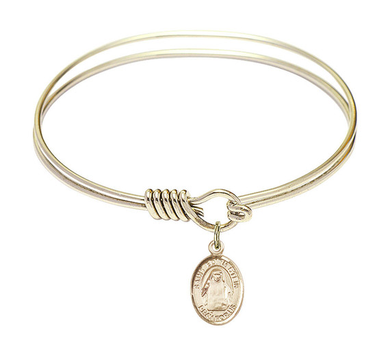 St Edith Stein Round Eye Hook Bangle Bracelet - Gold-Filled Charm - 6.25 Inch 9103GF