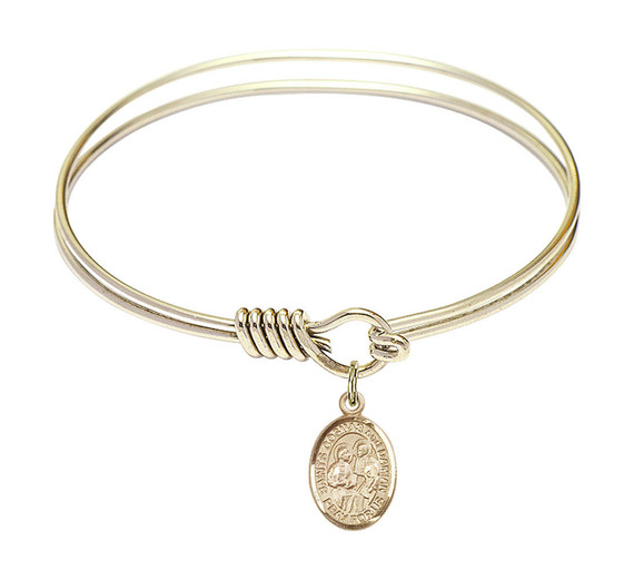 Sts Cosmas And Damian Round Eye Hook Bangle Bracelet - Gold-Filled Charm - 6.25 Inch 9132GF
