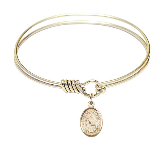 St Madonna Del Ghisallo Round Eye Hook Bangle Bracelet - Gold-Filled Charm - 6.25 Inch 9203GF