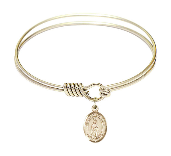Our Lady of Fatima Round Eye Hook Bangle Bracelet - Gold-Filled Charm - 6.25 Inch - Gold-Filled Round Pendant 9205GF