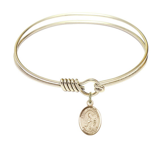 St Alphonsus Round Eye Hook Bangle Bracelet - Gold-Filled Charm - 6.25 Inch 9221GF