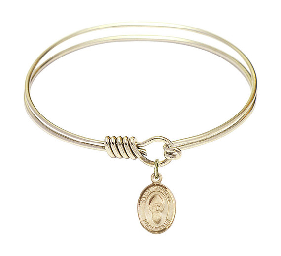 St Sharbel Round Eye Hook Bangle Bracelet - Gold-Filled Charm - 6.25 Inch 9271GF