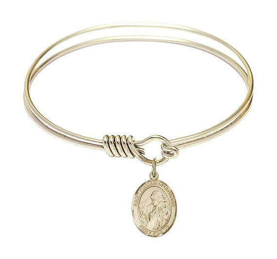 St Finnian of Clonard Round Eye Hook Bangle Bracelet - Gold-Filled Charm - 6.25 Inch 9308GF