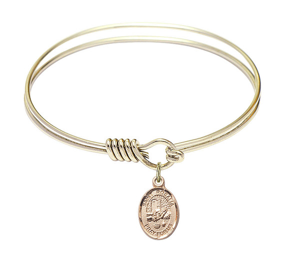 St Rosalia Round Eye Hook Bangle Bracelet - Gold-Filled Charm - 6.25 Inch 9309GF