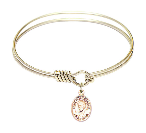 St Peter Canisius Round Eye Hook Bangle Bracelet - Gold-Filled Charm - 6.25 Inch 9393GF